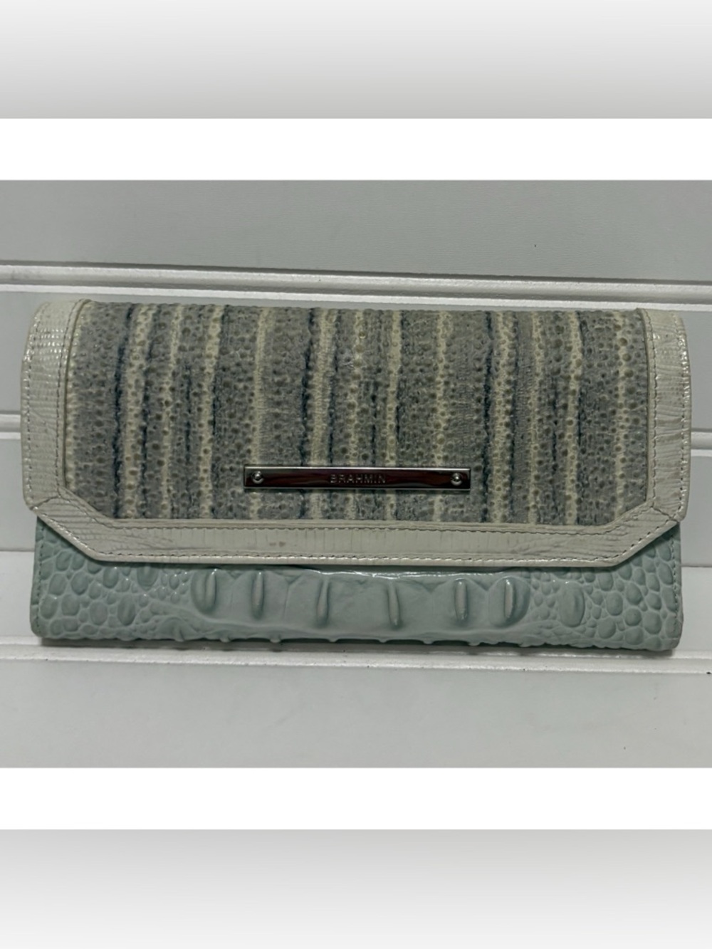 BRAHMIN Edgewater Collection Sea Glass Soft Leather Checkbook Wallet